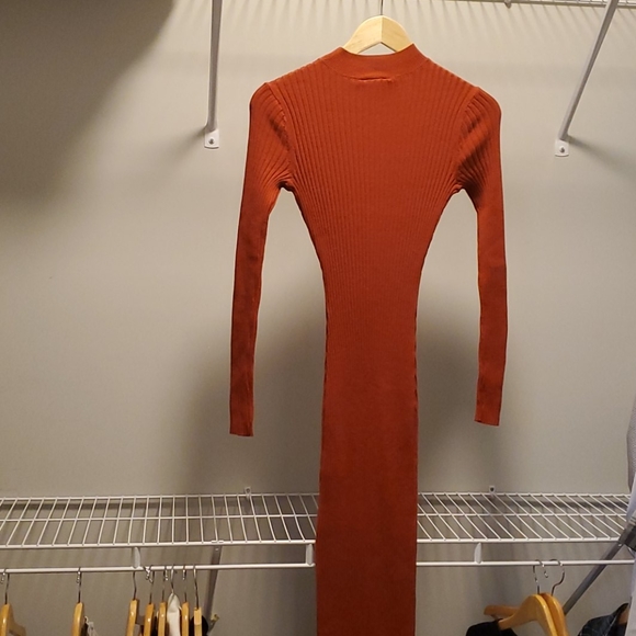 Monki rusty orange ribbed sweater dress - Picture 4 of 4